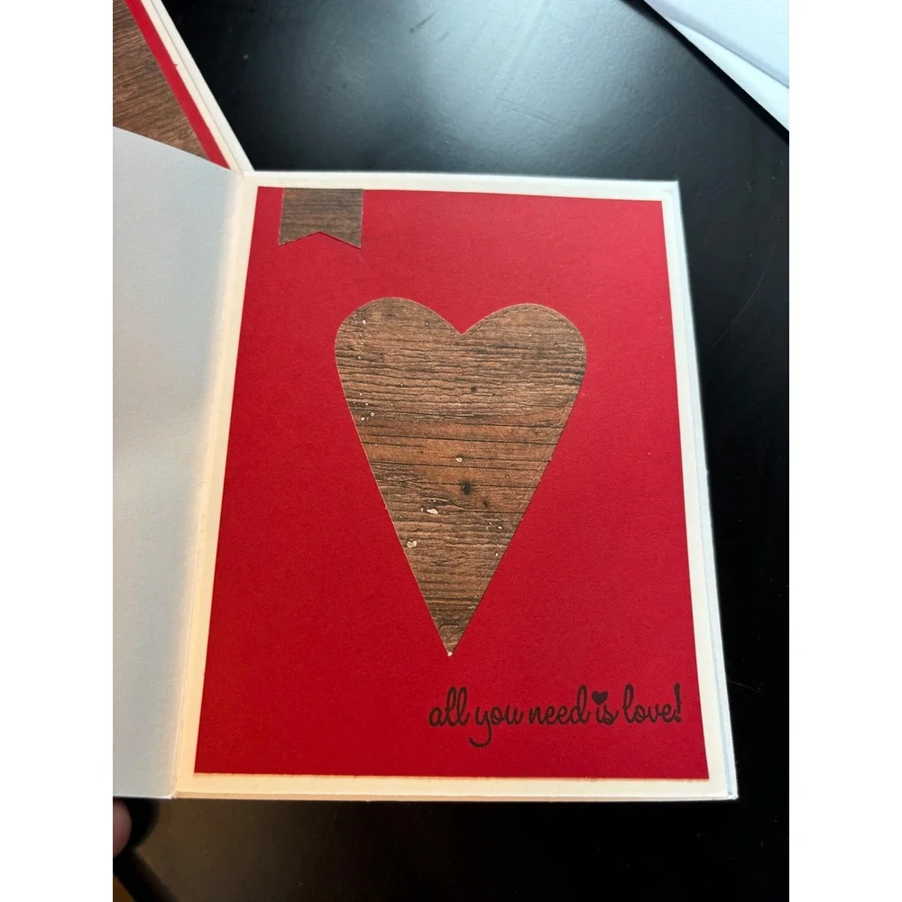 Handmade Valentines Day Greeting Cards Set of 10 Hearts Love Rustic Blue Red